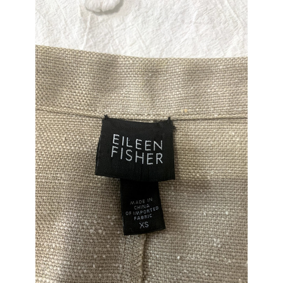 Eileen Fisher Blazer XS Linen Silk Blend Beige Snap Buttons Career Minimalist - Picture 7 of 10